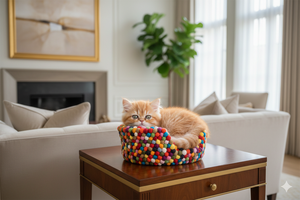 SAMYAK Lit pour chat en feutre de laine 100% fait main, écologique, luxueux, classique, motif animal simple, toutes saisons, lavable à la main - Product Image 3