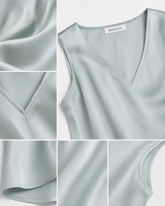 เสื้อกล้ามคอวี แขนกุด ผ้าเจอร์ซีย์ ระบายอากาศได้ดี เป็นมิตรกับสิ่งแวดล้อม สีพื้น สำหรับผู้หญิง สวมใส่สบายๆ ในฤดูร้อน - Product Image 6