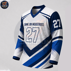 Best Supplier New Arrival Easy To Wear Comfortable Trendy Product Blue White Color Sublimated Customized Made Ice Hockey Uniform - Product Image 3