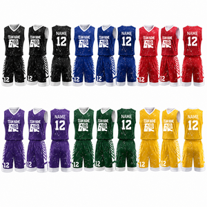Ensemble de maillots et shorts de basket-ball personnalisés sublimés pour équipe, kit de basket-ball pour adultes, nom et numéro du joueur, OEM, vente en gros - Product Image 2
