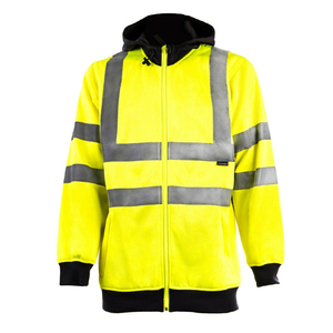 Veste de travail à capuche réfléchissante orange haute visibilité avec fermeture éclair, veste en polaire de protection industrielle pour hommes avec bande réfléchissante - Product Image 2