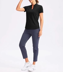 Polo de golf OEM à manches courtes pour femmes, chemises de tennis vierges personnalisables pour femmes, hauts respirants à col pour femmes, vente en gros, direct usine - Product Image 2