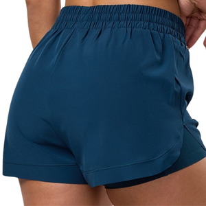 Shorts de course 2 en 1 bleu marine pour femmes, légers, pour la gym, séchage rapide, entraînement, fitness, vêtements de sport - Product Image 2