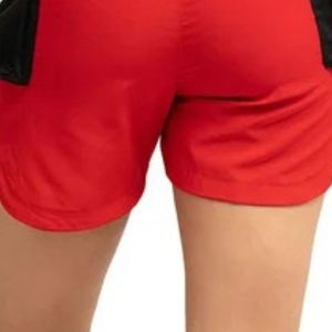 <b>Women's</b> Red Athletic <b>Shorts</b> with <b>Black</b> Side Panels Drawstring Waist Lightweight Sports <b>Shorts</b> for Running Training and - Product Image 5