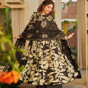 Nouveau Salwar Kameez de créateur pour femme, style fantaisie, en tissu de coton Maslin gaufré, manches longues, séchage rapide, toutes saisons, pour fêtes et mariages - Product Image 2