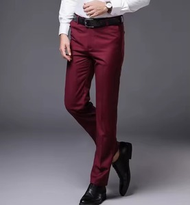Suit <b>Pants</b> Men Straight Business Office <b>Black</b> Wine Red Plus Size Slim Fit Spring Autumn <b>Work</b> Formal Trousers 100% Polyester - Product Image 3