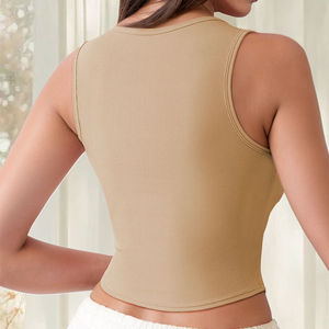 Women's Plus Size Casual Sports Tank <b>Top</b> U Neck Sleeveless Solid Color Breathable Eco-Friendly Quick Dry Front Gym <b>Crop</b> Custom - Product Image 2