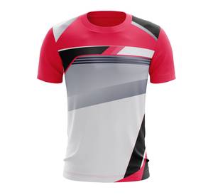 T-shirt à manches courtes pour homme, col rond, motif géométrique, dégradé de couleurs, impression par sublimation, séchage rapide, coupe classique, 100% polyester - Product Image 2