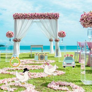 5 Pezzi Grandi Cartelli di Benvenuto in Plastica per Ricevimento di Nozze, Sfondo per Festa di Addio al Nubilato, Accessori per Foto, Segnaposto a Forma di Piccione - Product Image 1