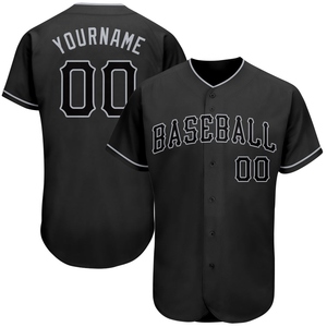 Maillot de baseball authentique noir-gris personnalisé pour l'industrie manufacturière, vente en gros directe - Product Image 1