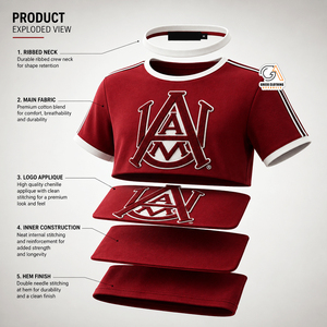Camiseta Formal Negra de Manga Corta AAMU |   Camiseta de Cuello Redondo, Corte Regular, 100% Algodón Jersey, 300g, Logotipo Frontal, Antiarrugas, Ecológica - Product Image 5