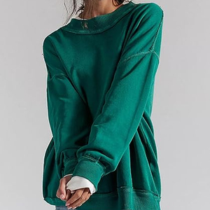 Women's Casual Cotton Fleece <b>Top</b> Oversized Hoodie Long Sleeves Pullover Sweatshirt for Winter Autumn Plain Dyed <b>Mock</b> <b>Neck</b> - Product Image 5