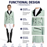 Veste d'équitation haute performance pour femme, blazer professionnel softshell pour l'équitation avec col en faux daim et plis au dos