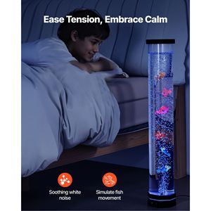 Tubo Sensoriale a Bolle da 80 cm con 6 Pesci Galleggianti, 16 Effetti di Colore, Telecomando, Lampada da Terra Acquario, Tubo a Bolle, Lampada Sensoriale - Product Image 2