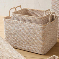 Panier de rangement en rotin éco-responsable fait main, multifonctionnel, 5 niveaux, pour cuisine, salle de bain, salon, buanderie
