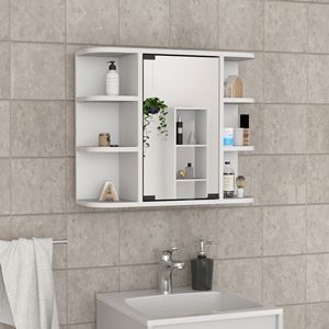 Armadietto Portamedicinali Milano con Sei Ripiani Esterni, Finitura Bianca, Mensole per Bagno - Product Image 1