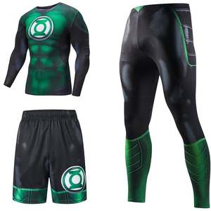 Unisex Compression Rash Guard Set Long Sleeve Shirt Shorts Full Length Pants Sublimation Print Quick Dry Anti-Bacterial UV - Product Image 4