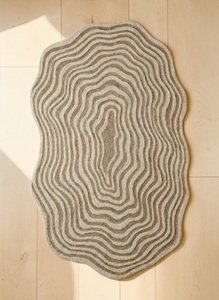 Alfombra de Lana Abstracta de Pelo Corto Hecha a Mano, Antibacteriana, Apta para Mascotas, Antideslizante, Diseño Moderno - Product Image 4