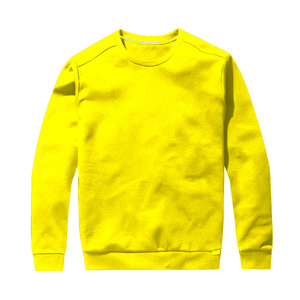 Sweat-shirt col rond jaune uni pour homme, pull décontracté en molleton, manches longues, mélange de coton épais, streetwear d'hiver - Product Image 1