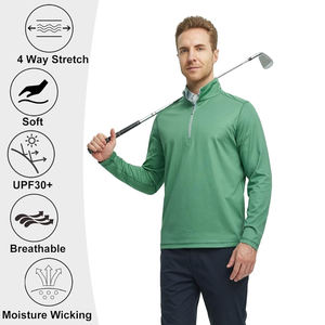 Camiseta Ligera Personalizada con Cierre de 3/4 para Hombre, Color Verde, Jersey Elástico en 4 Direcciones, Cuello Alto, Ecológica - Product Image 6