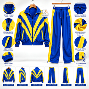 Conjunto Deportivo Casual de Talla Grande para Mujer, Estilo Griego, Azul y Amarillo con Bloques de Color, Ajuste Holgado, Bordado Sigma Gamma Rho - Product Image 5