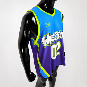 Maillot de basket-ball personnalisé sublimé pour garçons, sans manches, col en V, uniforme en mesh, séchage rapide, nom et numéro de l'équipe, vêtements - Product Image 3
