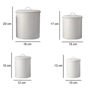 White Metal Cylinder <b>Storage</b> <b>Container</b> Metal Lid <b>Stackable</b> Handcrafted Vintage Design for Kitchen Food Freshness Preservation - Product Image 6