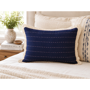High-Quality 100% Cotton Embroidered Pillow <b>Cover</b> with Contrast Piping | Decorative <b>Cushion</b> <b>Cover</b> Custom Decorative Pillow <b>cover</b> - Product Image 5