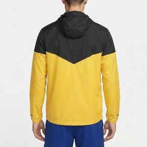 Chaqueta Cortavientos con Capucha para Hombre, Diseño Color Block Amarillo y Negro, Cierre Frontal con Cremallera, Deportiva, Ligera, para Otoño, Resistente al Viento - Product Image 5