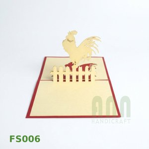 ANN HANDICRAFT FS006 Handmade 3D Pop-Up Chicken Greeting Card Hot Stamping Laser Engraved Papper <b>Matte</b> <b>Varnishing</b> Back to School - Product Image 2