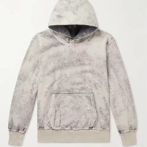 เสื้อฮู้ดดี้สีเทาอ่อนแบบย้อมสีสไตล์วินเทจสำหรับผู้ชาย ทรงโอเวอร์ไซส์ แขนยาว มีกระเป๋าจิงโจ้ สไตล์ลำลองแนวสตรีทแวร์ - Product Image 2