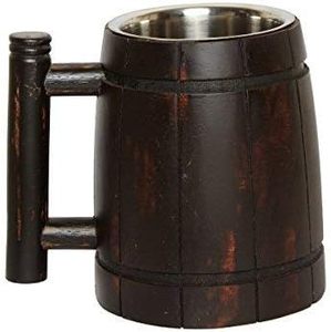 Chope à bière en bois faite à la main de 18 oz avec poignée intégrée |   Cadeau de bière classique pour hommes - Accessoire de bar vintage pour les fêtes - Product Image 4