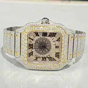 Reloj de Lujo con Diamantes Cuadrados, Regalo Espléndido, Cuarzo Analógico, Moissanita, Plata, Cierre Oculto, Correa de 15 mm para Hombre, Cristal de Zafiro - Product Image 3