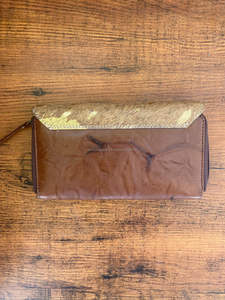 Portefeuilles à rabat en cuir véritable métallisé Western Hair On pour femmes Western Cowhide Credit Card Wallet Trending Luxury Phone Clutch - Product Image 4