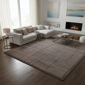Tapis en laine de Nouvelle-Zélande tissé à la main, tapis géométrique moderne neutre, tapis de luxe doux pour la décoration de la maison, prix de gros, fabrication artisanale indienne - Product Image 3