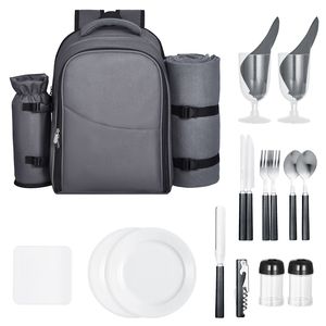 Zaino da Picnic alla Moda per 2 Persone con Scomparto Termico Isolato e Portabottiglie/Vino Staccabile - Product Image 1