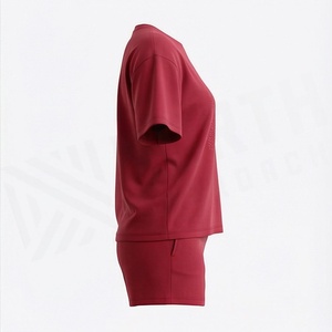 2 Piece High Quality Formal Solid Above Knee Home Wear Suit Short Sleeve T Shirt and Shorts <b>Twin</b> <b>Set</b> for Women - Product Image 3