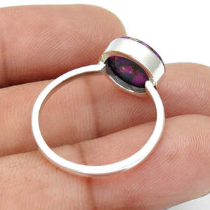 Trendy Fashion <b>Finger</b> <b>Ring</b> Oxidized With Bezel Set Round Cut Purple Copper Turquoise Gemstone 925 Sterling Silver Bohemian <b>Ring</b> - Product Image 4