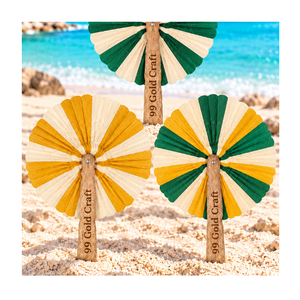 99 Gold Data Éventail à main rustique en feuille de palmier de coco, fait main, accessoire de rafraîchissement naturel pour cadeaux touristiques, stations balnéaires et hôtels - Product Image 3