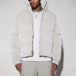 Blouson matelassé unisexe de haute qualité, style décontracté, brillant, col montant, à capuche, vente en gros, blousons gonflés personnalisés, toutes tailles - Product Image 1