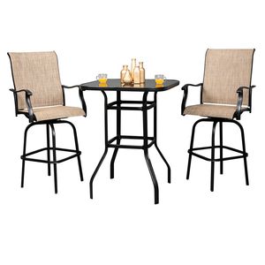 โต๊ะบาร์สูงเหล็กดัดกระจกสีดำสำหรับลานบ้าน - Product Image 4