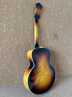 Guitare semi-finie artisanale à corps creux de 16 pouces avec table arquée, pièces personnalisables, en érable, épicéa, ébène et yunzhi sculptés