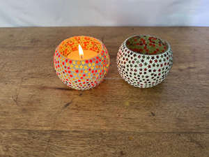 Bougie votive en verre étoile faite à la main de luxe de haute qualité avec finition en mosaïque pour décoration de fête et de mariage - Product Image 6