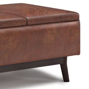 Owen - Ottoman de rangement avec plateau, marron vieilli, petit modèle, fonction table basse et tabouret confortable intégré - Product Image 5