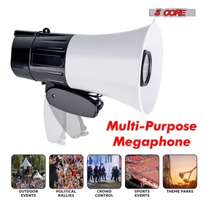 5 Core 30W Battery Powered Megaphone with Siren <b>LED</b> Light 800-Yard Range Bull Horn PA <b>Speaker</b> - Product Image 6
