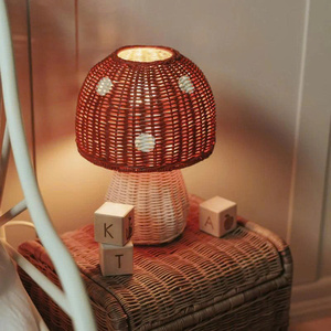 OEM Handmade Natural Rattan Mushroom Night <b>Light</b> for Kids Wicker <b>Nursery</b> Table Lamp Children's Bedroom Decor Vietnam Manufacture - Product Image 6