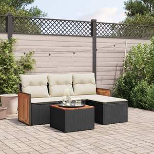 Grand ensemble de canapés de jardin modulaires en rotin PE noir, collection de meubles d'extérieur élégante - Product Image 1