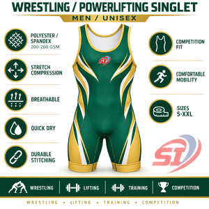 Combinaison de lutte personnalisée Emerald Champion Arc pour hommes et jeunes, uniforme d'équipe sublimé, combinaison de musculation, fabricant OEM, vente en gros - Product Image 3