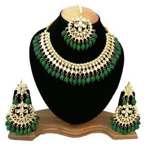 Parure de collier ras-du-cou et boucles d'oreilles de mariée en alliage de quartz, artisanale, géométrique, tendance, ethnique, pour mariage, fiançailles, anniversaire, fête, bleue - Product Image 1