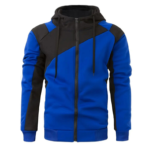 Sudadera con capucha de forro polar para hombre, de alta calidad, con cremallera y bloques de color, con logotipo personalizado, precio mayorista, para invierno - Product Image 1